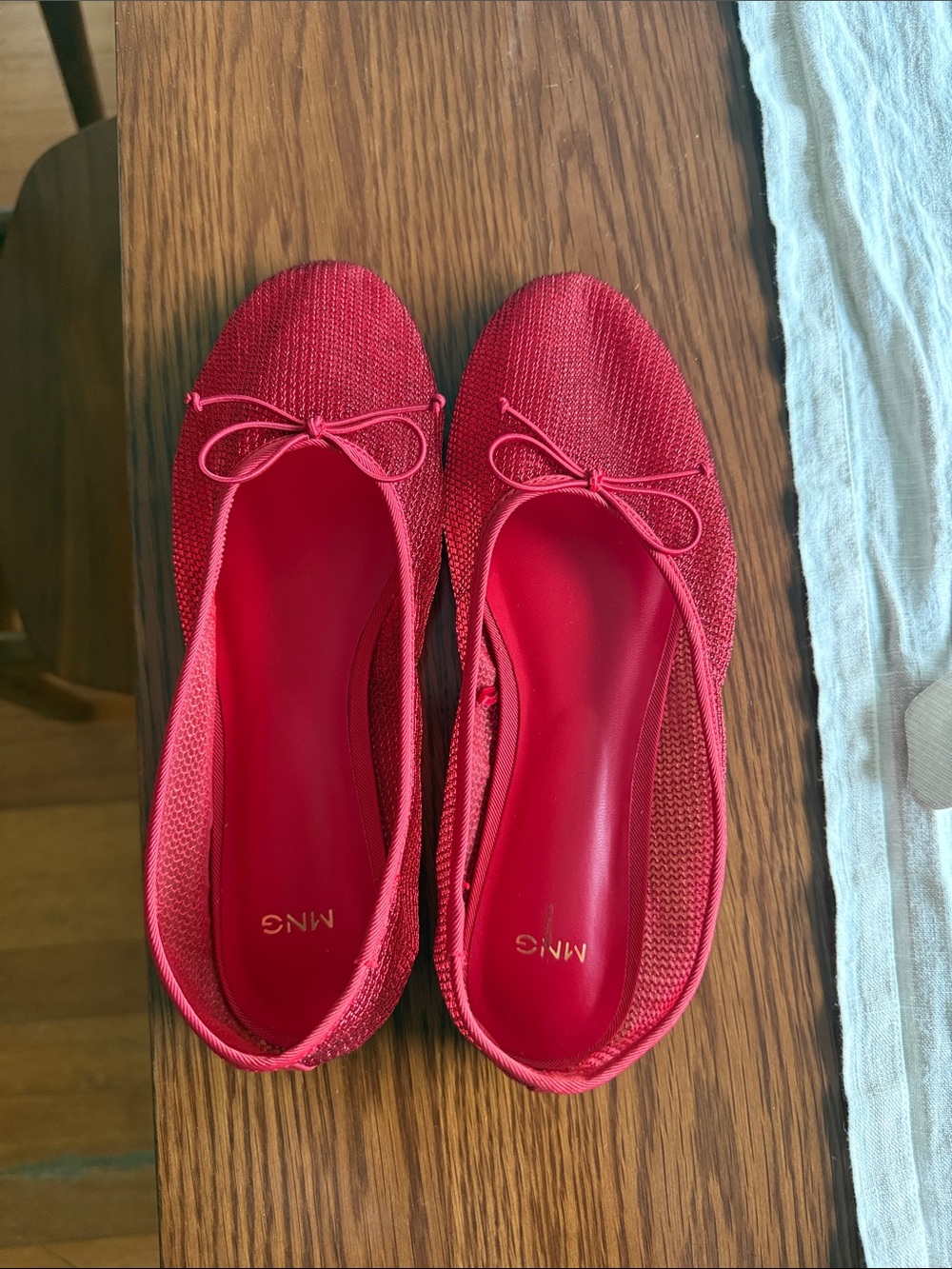 Mango Red Mesh Ballet Flats
